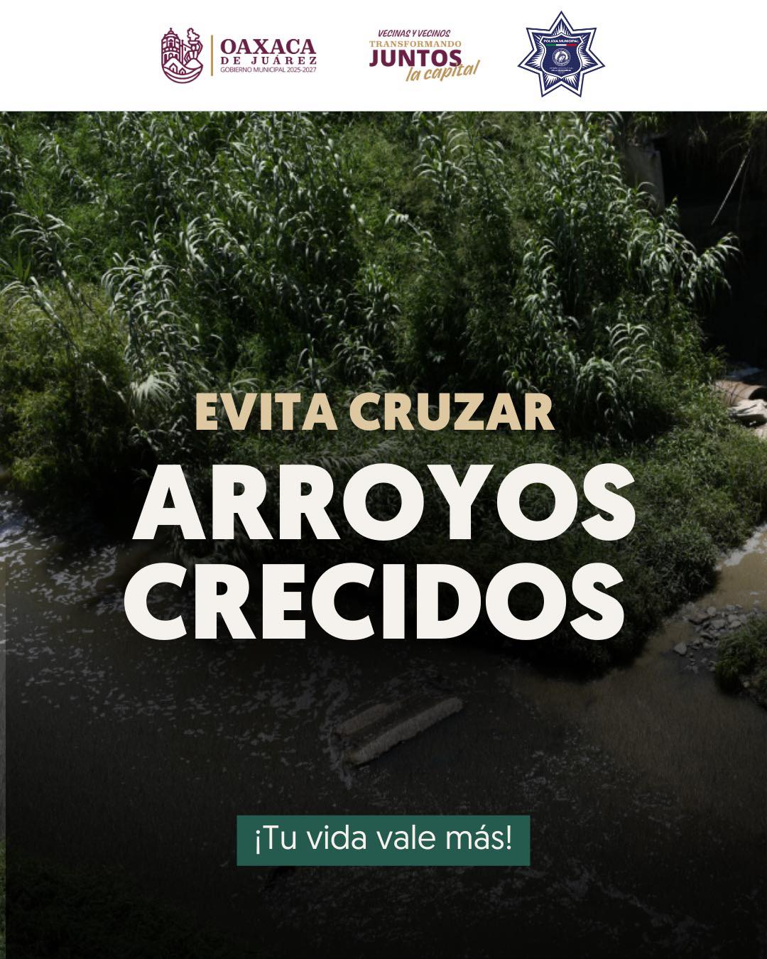 Evita cruzar arroyos crecidos