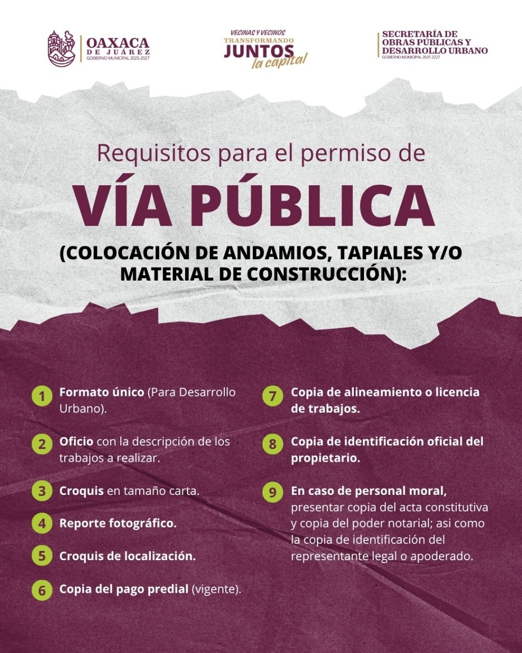 Requisitos para el permiso de vía pública