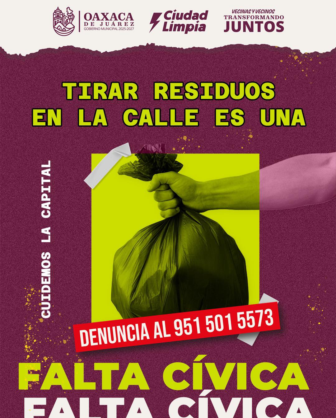 Tirar residuos en la calle es una falta cívica