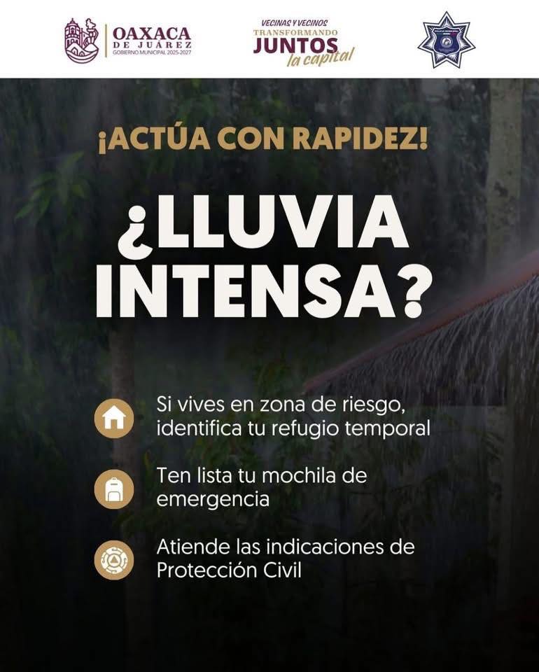 En caso de lluvia intensa, ¡actúa con rapidez!