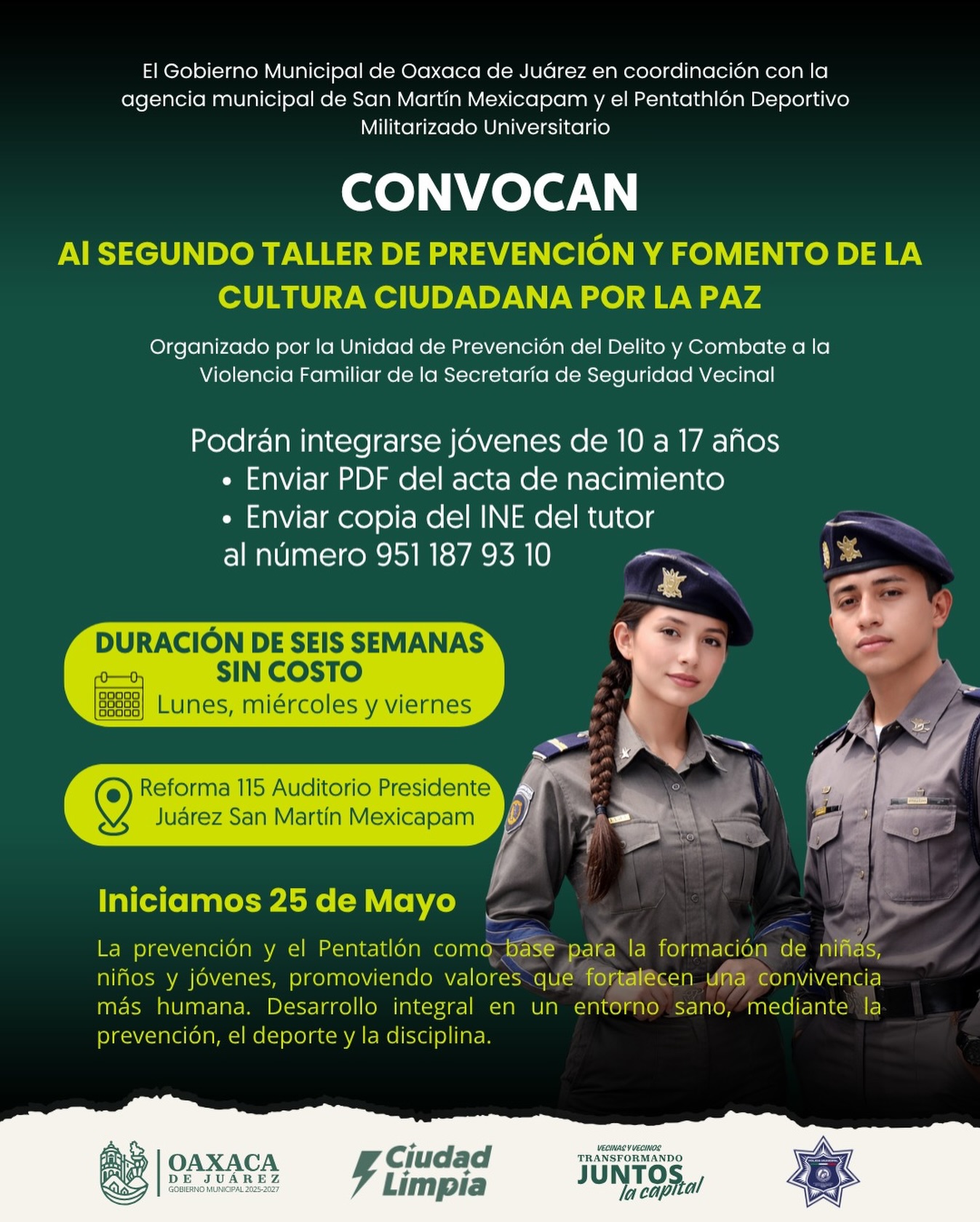 Formación, disciplina y valores para nuestras juventudes